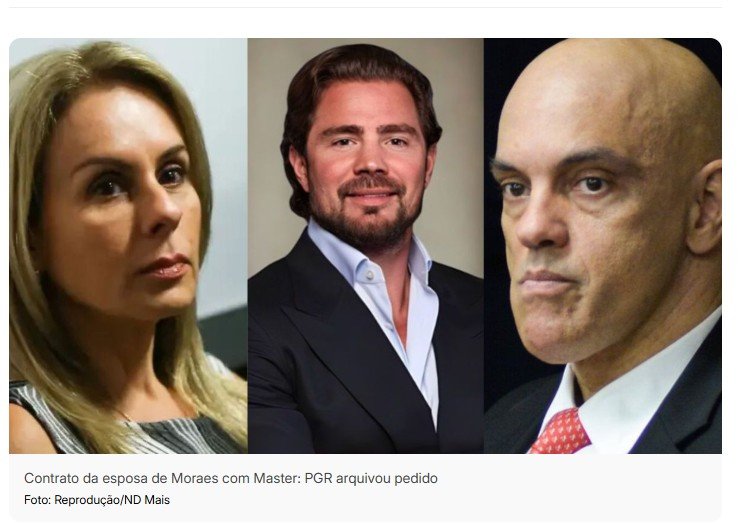 PGR arquiva pedido sobre contrato milionário da esposa de Moraes com Master