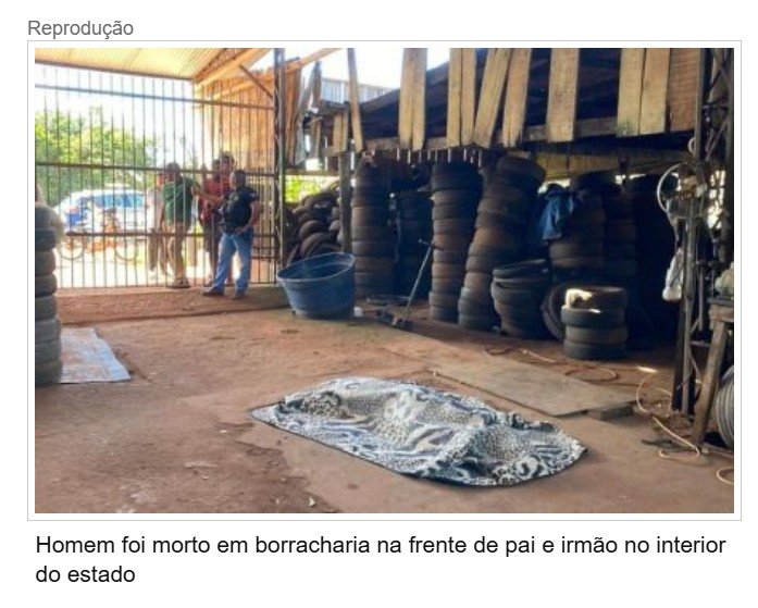 Homem é morto em borracharia na frente de pai e irmão