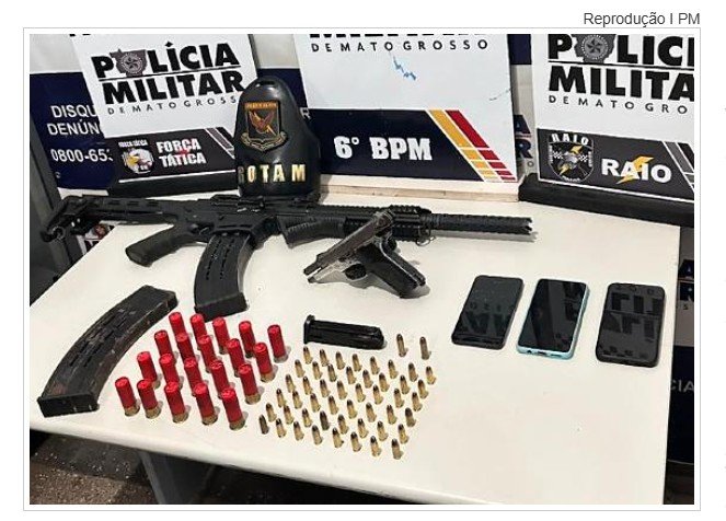 PM frustra 'missão' de facção e prende suspeitos que vieram de Sinop para matar rivais em Cáceres