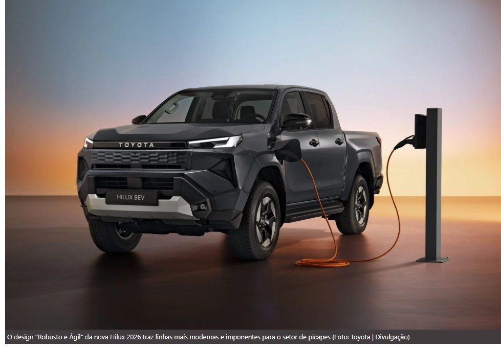 Toyota apresenta nova Hilux 2026 com versão 100% elétrica ou motor diesel híbrido -