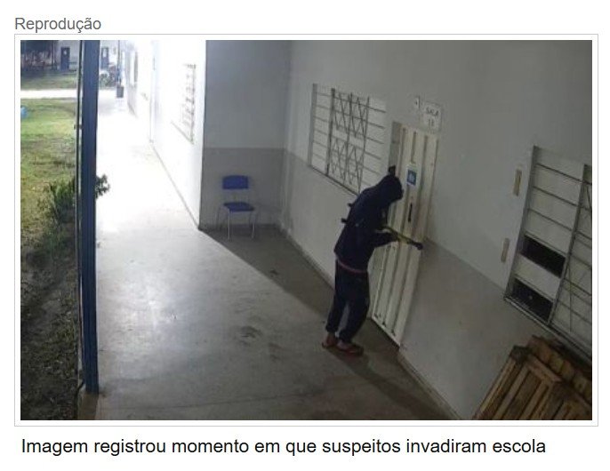 Câmeras registram grupo invadindo escola estadual para furtar TVs