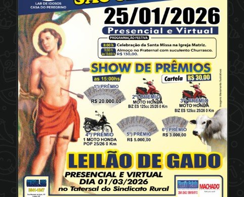 Neste próximo domingo acontece a 42ª Festa de São Sebastião