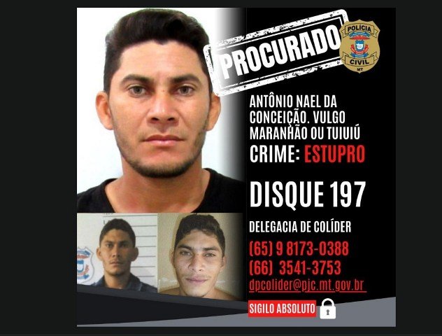 PJC de Colíder divulga imagem do estuprador condenado e foragido da justiça