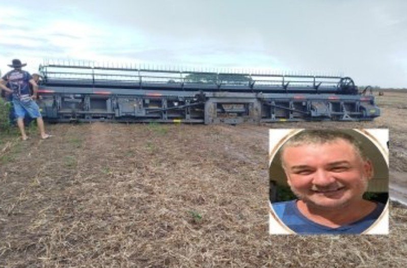 Trabalhador morre prensado em plataforma de colheitadeira em MT