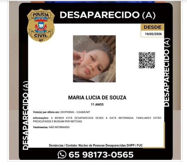 Menina que vivia há 4 meses em casa de acolhimento desaparece e polícia faz buscas