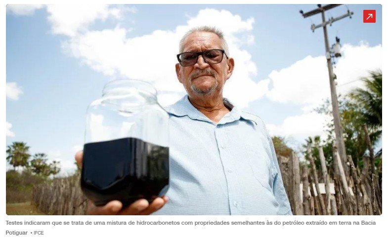 Agricultor descobre material semelhante a petróleo ao buscar água no Ceará