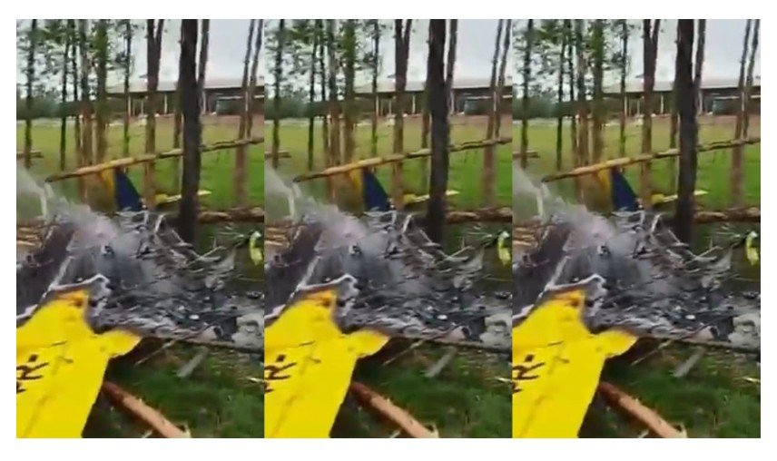 Avião agrícola cai em fazenda, pega fogo e piloto é socorrido em MT; veja vídeo