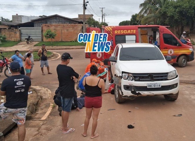 Empresário em Colíder invadi preferencial de motociclista e deixa condutora e passageira feridas. (Vídeo)