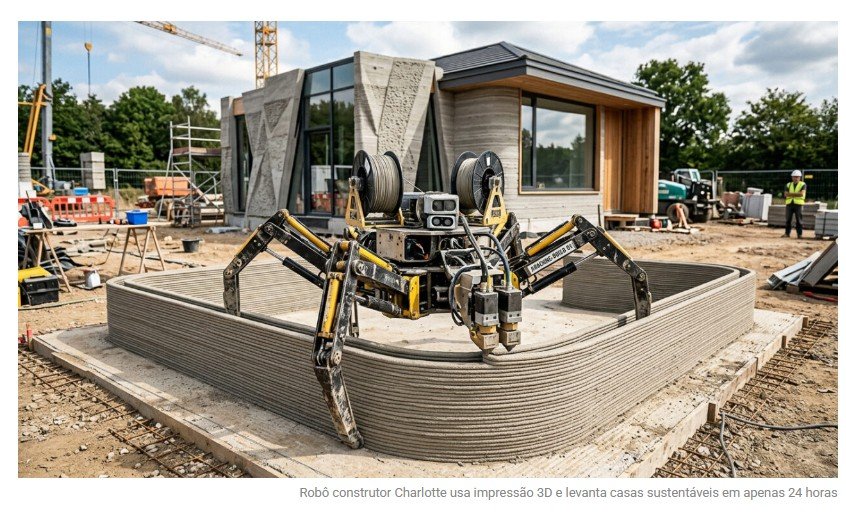 Cientistas criam robô em forma de aranha constrói casas em 24 horas sem usar cimento
