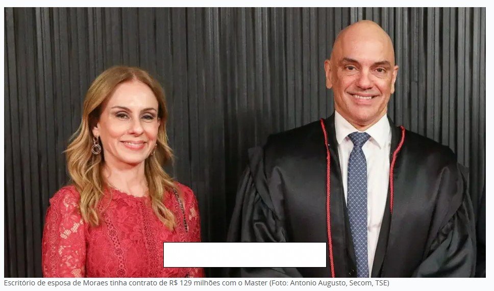 Família de Moraes ganhou até 645 vezes mais que outros advogados para revisar compliance do Master