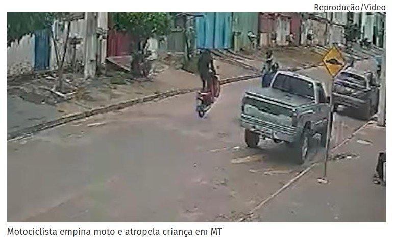 Motociclista empina moto e atropela criança em MT