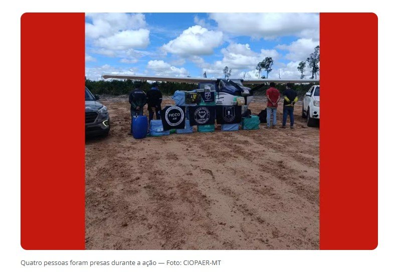 VÍDEO: avião com 450 kg de cocaína é interceptado após decolagem em MT
