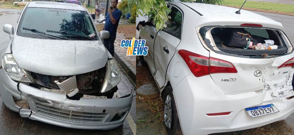Colisão entre veículos é registrada em cruzamento movimentado de Colíder