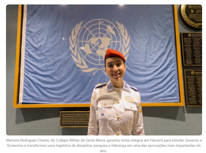 Aluna de escola militar é aprovada em Harvard com bolsa integral e leva o Brasil ao centro de uma aprovação histórica na melhor universidade do mundo
