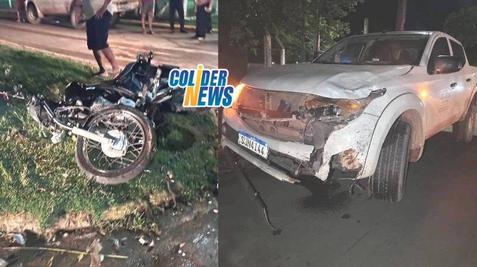 Motociclista em Colíder sofre gravíssimo acidente com carro da saúde dos Indígenas. (Vídeo)