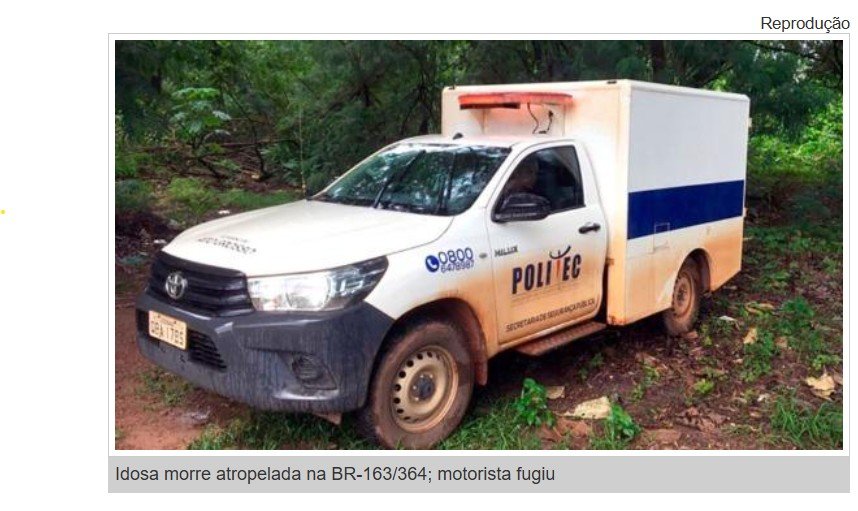 Caminhão atropela e mata idosa na BR-163 em cidade de MT.