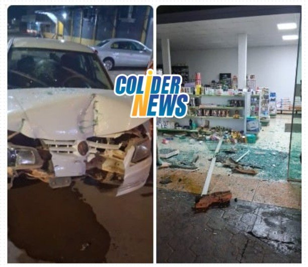 Motorista embriagado colide veículo contra farmácia no centro de Colíder deixando uma vitima.
