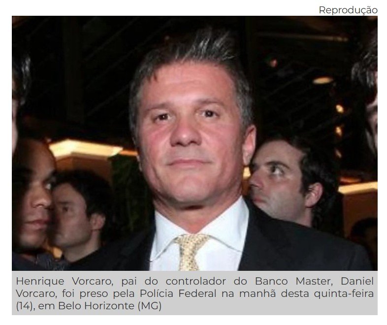 Pai de Daniel Vorcaro é apontado como operador financeiro de esquema