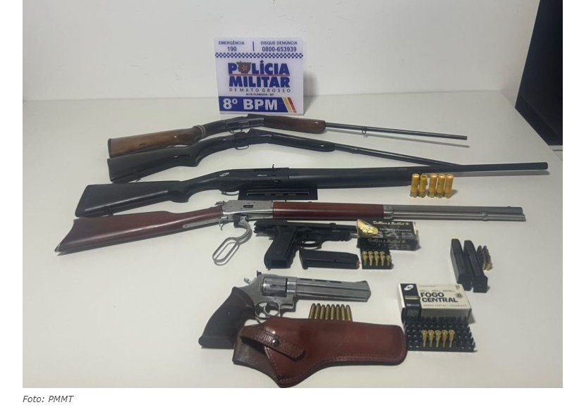 Polícia Militar evita possível feminicídio e prende homem armado em Alta Floresta; arsenal é localizado