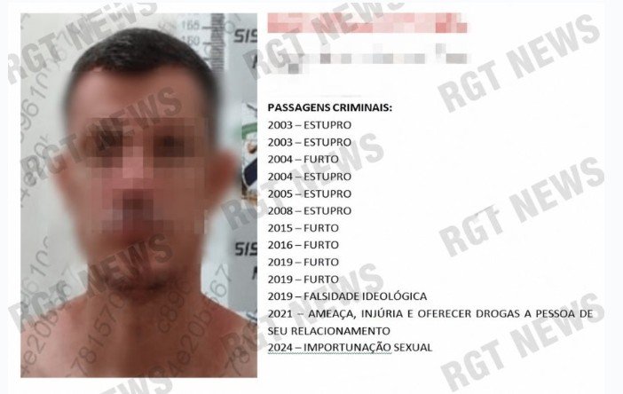 Predador sexual é preso em flagrante após estuprar adolescente em Rondonópolis; ficha criminal mostra diversos estupros
