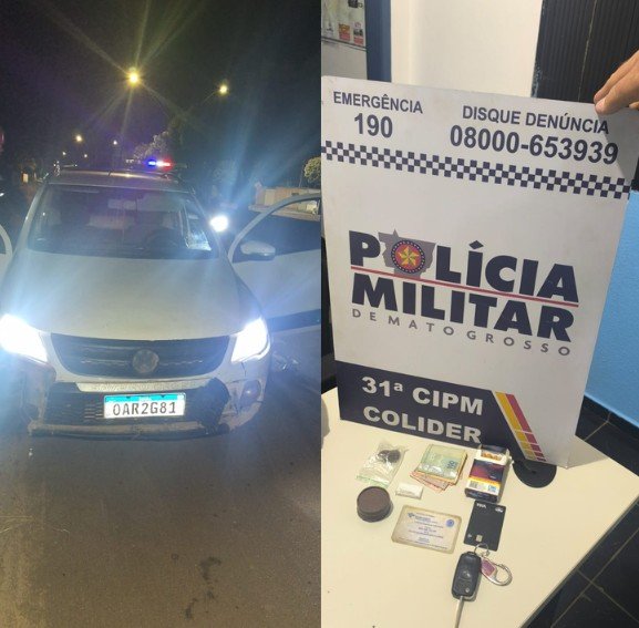 Jovem de 25 anos é preso após perseguição policial, resistência e apreensão de drogas em Colíder