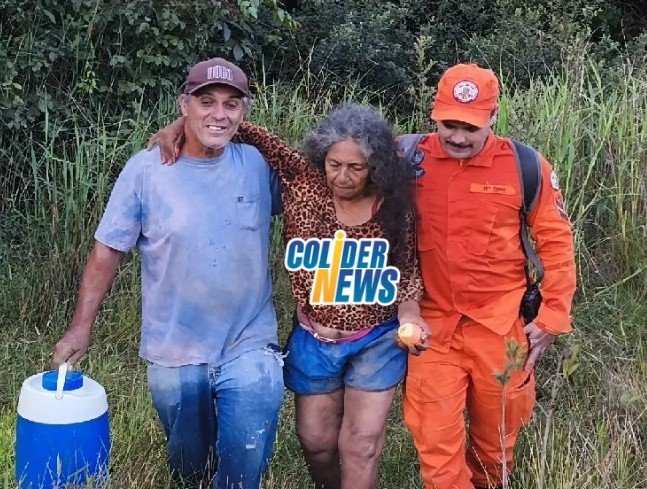 Bombeiros de Colíder encontraram idosa Maria dentro da mata ao lado do rio. (Vídeo)