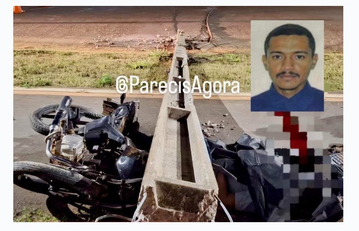 Motociclista morre após colidir e ser ‘esmagado’ por poste em MT; imagens fortes