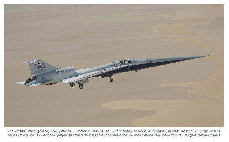X-59 da NASA supera a velocidade do som pela primeira vez