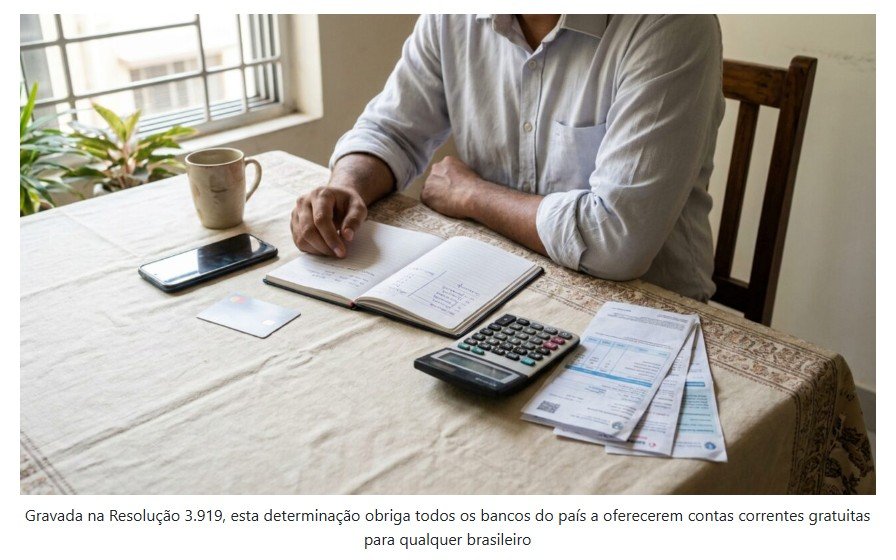Gravada na Resolução 3.919, esta determinação obriga todos os bancos do país a oferecerem contas correntes gratuitas para qualquer brasileiro