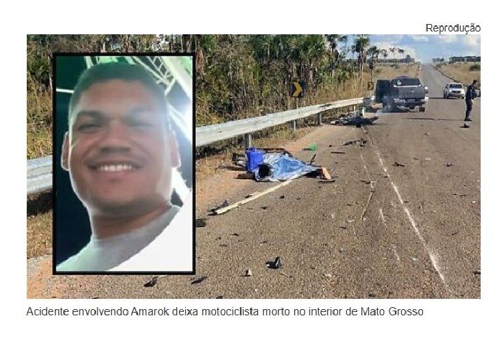 Acidente envolvendo Amarok deixa motociclista morto no interior de Mato Grosso