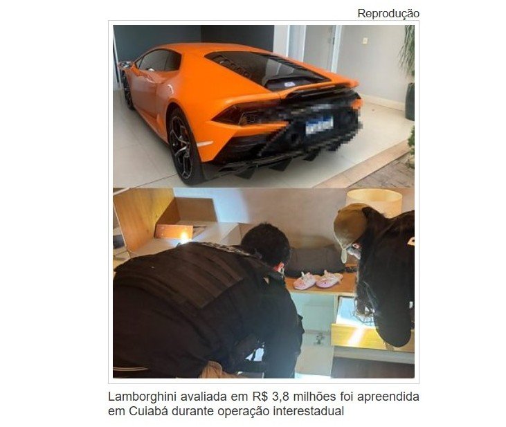 Lamborghini de R$ 3,8 milhões é apreendida durante operação contra esquema milionário