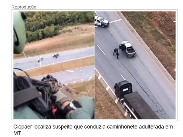 Helicóptero filma prisão de suspeito que roubou Hilux em MT; veja