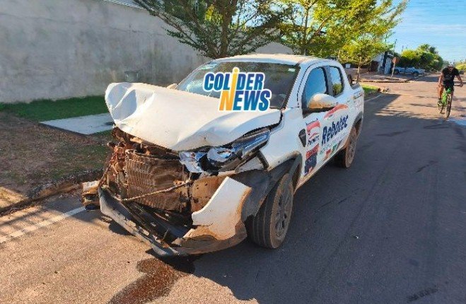 VIDEO: Criançar fica ferida após acidente envolvendo dois veículos no centro de Colíder