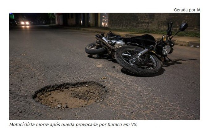 Motociclista morre após queda provocada por buraco em cidade de MT.