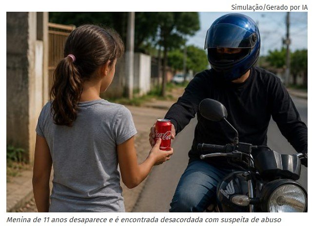 Menina de 11 anos sai para comprar sabão, desaparece e é encontrada desacordada com suspeita de abuso
