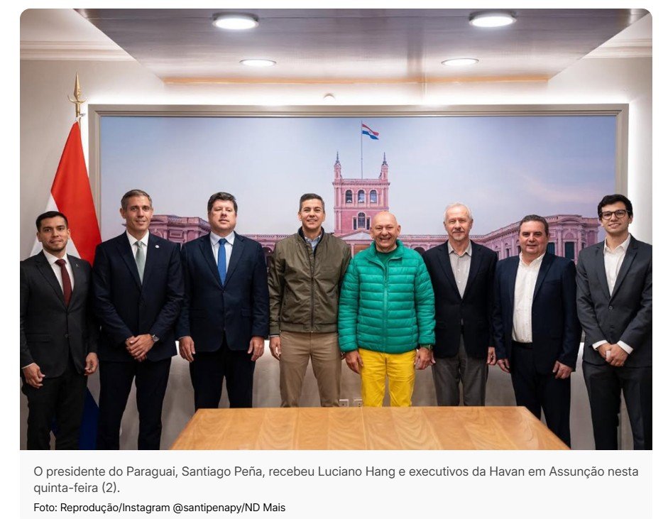 Presidente do Paraguai reage à visita de Luciano Hang: ‘Estão avaliando abrir uma Havan aqui’