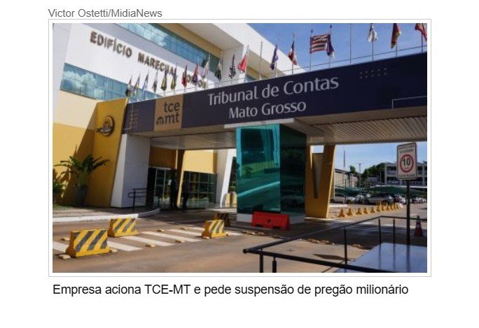 Empresa aciona TCE-MT e pede suspensão de pregão milionário