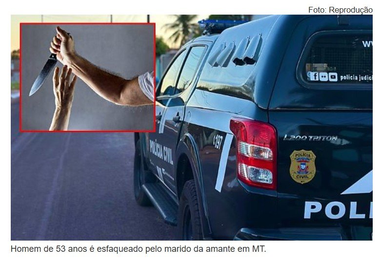 Marido pega mulher no flagra com amante em casa e esfaqueia 'pé de pano' em MT