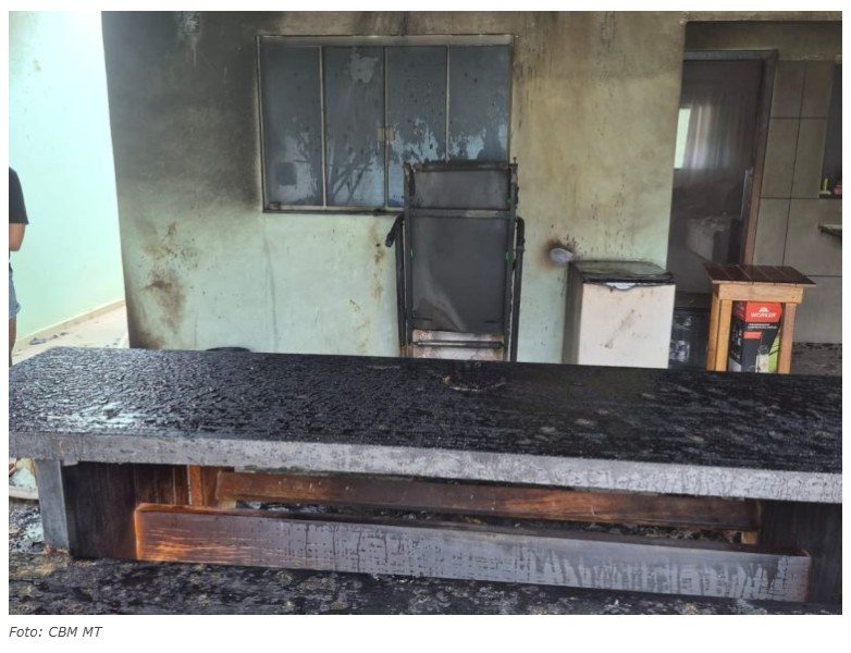 Homem sofre queimaduras após incêndio em residência em Alta Floresta; fogo começou ao acender churrasqueira