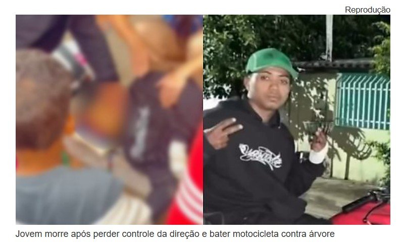 Jovem morre após perder controle da direção e bater motocicleta contra árvore