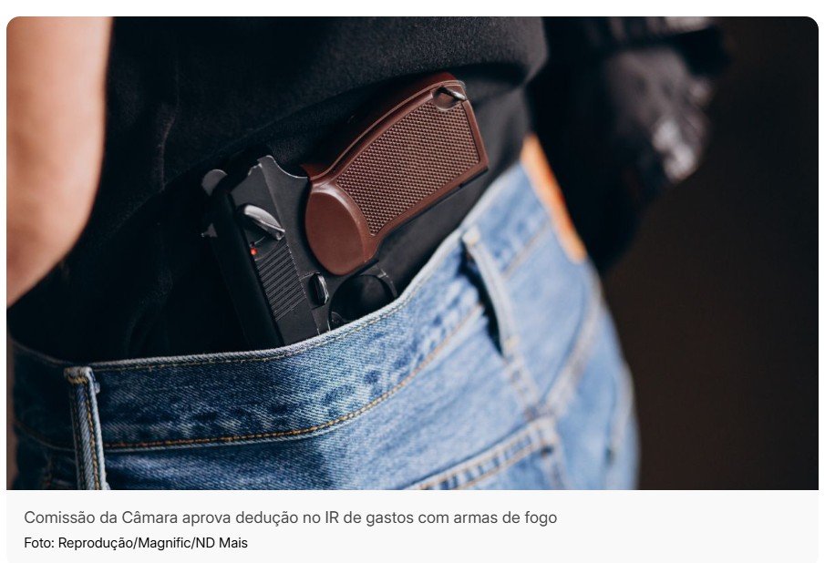 Gastos com armas de fogo poderão ser deduzidos no Imposto de Renda com nova lei; veja quem poderá ser beneficiado