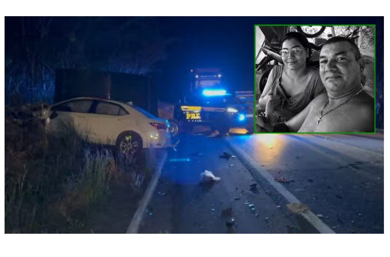 Pai e filha morrem após moto bater em carro na BR-070 em Cáceres