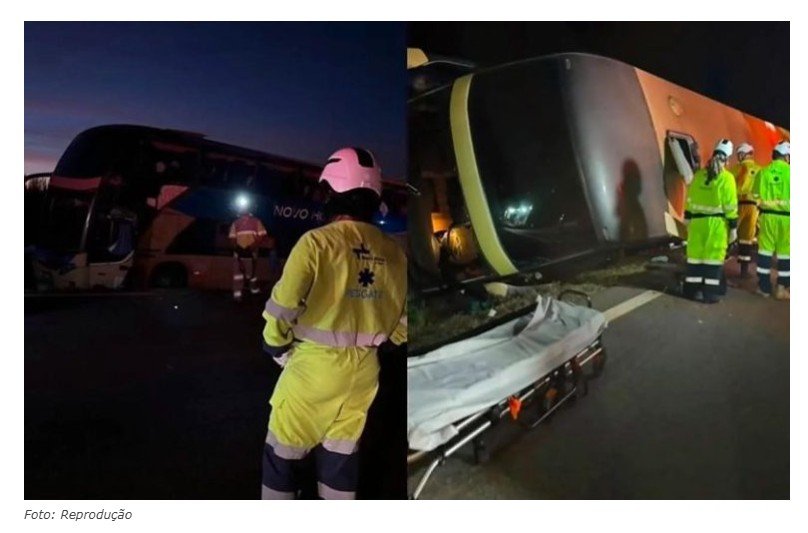 Ônibus que seguia para Alta Floresta tomba na BR-163 em Nova Mutum; nove passageiros ficam feridos