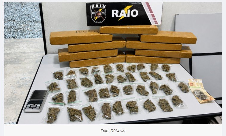 Abordagem por infração de trânsito leva PM a apreender cerca de 10 quilos de maconha em cidade de MT.