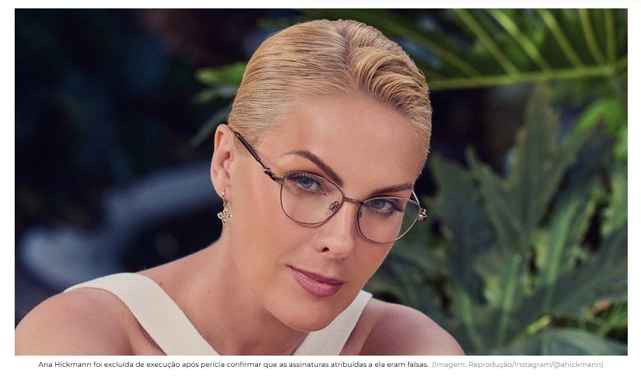 Justiça reconhece assinatura falsa e exclui Ana Hickmann de execução milionária