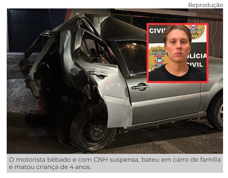 MP pede indenização de R$ 1 milhão contra motorista denunciado por matar criança de 4 anos