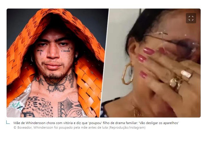 Mãe de Whindersson chora com vitória e diz que 'poupou' filho de drama familiar: 'Vão desligar os aparelhos'