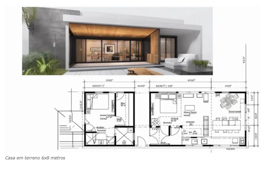 Casa em terreno 6×8 metros. Construa uma casa incrível com pouco espaço