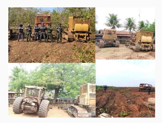 Batalhão Ambiental identifica desmatamento ilegal em fazenda embargada e apreende cinco tratores