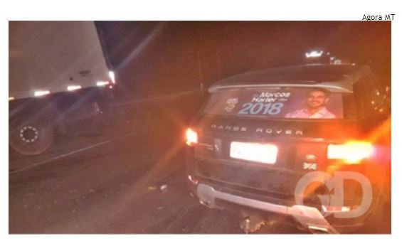 Ex-BBB e candidato a deputado, Marcos Harter se envolve em acidente com carretas